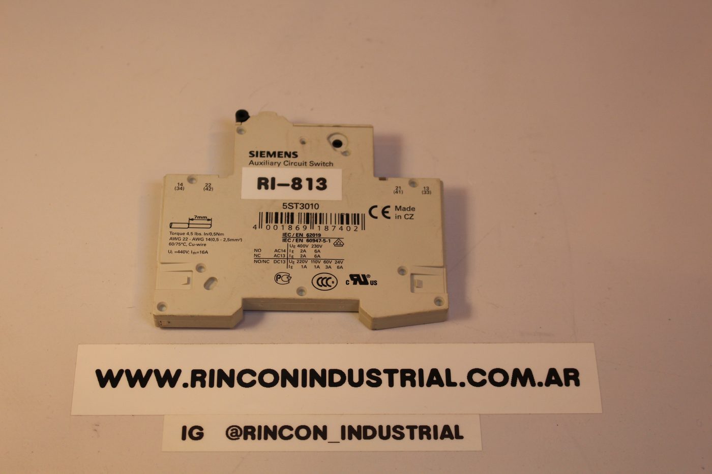 Vista 3 de Contacto Auxiliar Siemens 5ST3010 – Gris